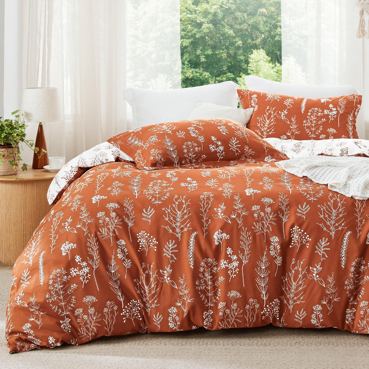 Bedsure Floral Comforter Set Cute Bedding Set California King Sage Green