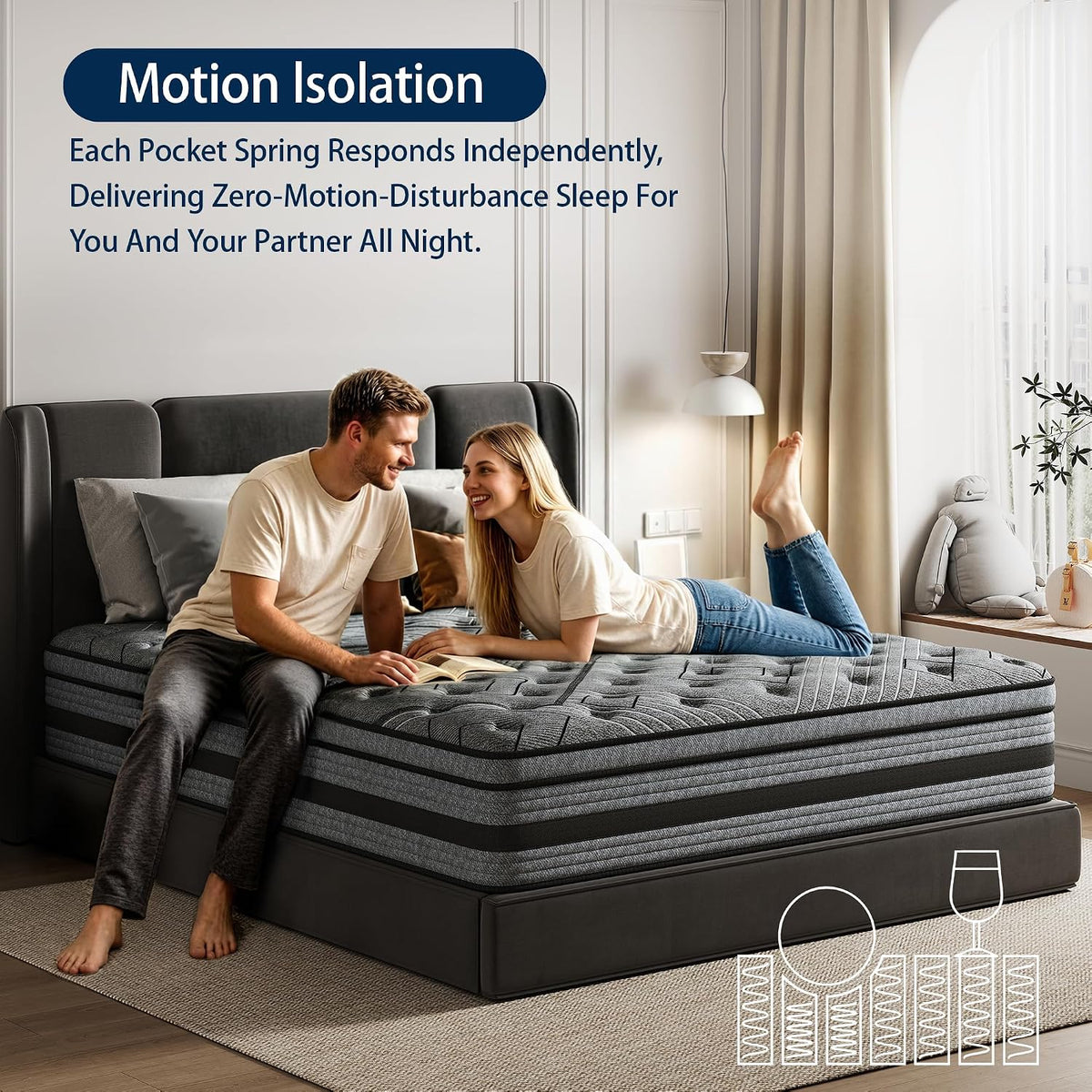 Queen Mattress,14 Inch Queen Size Mattress in a Box,Hybrid Memory Foam