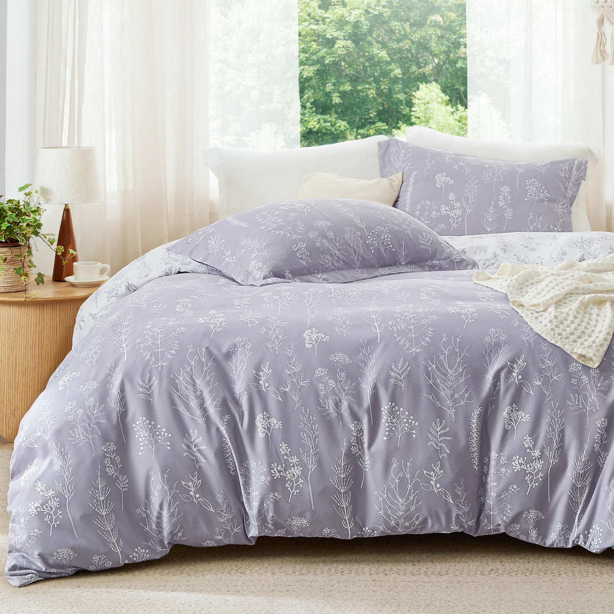 Bedsure Floral Comforter Set Cute Bedding Set California King Sage Green