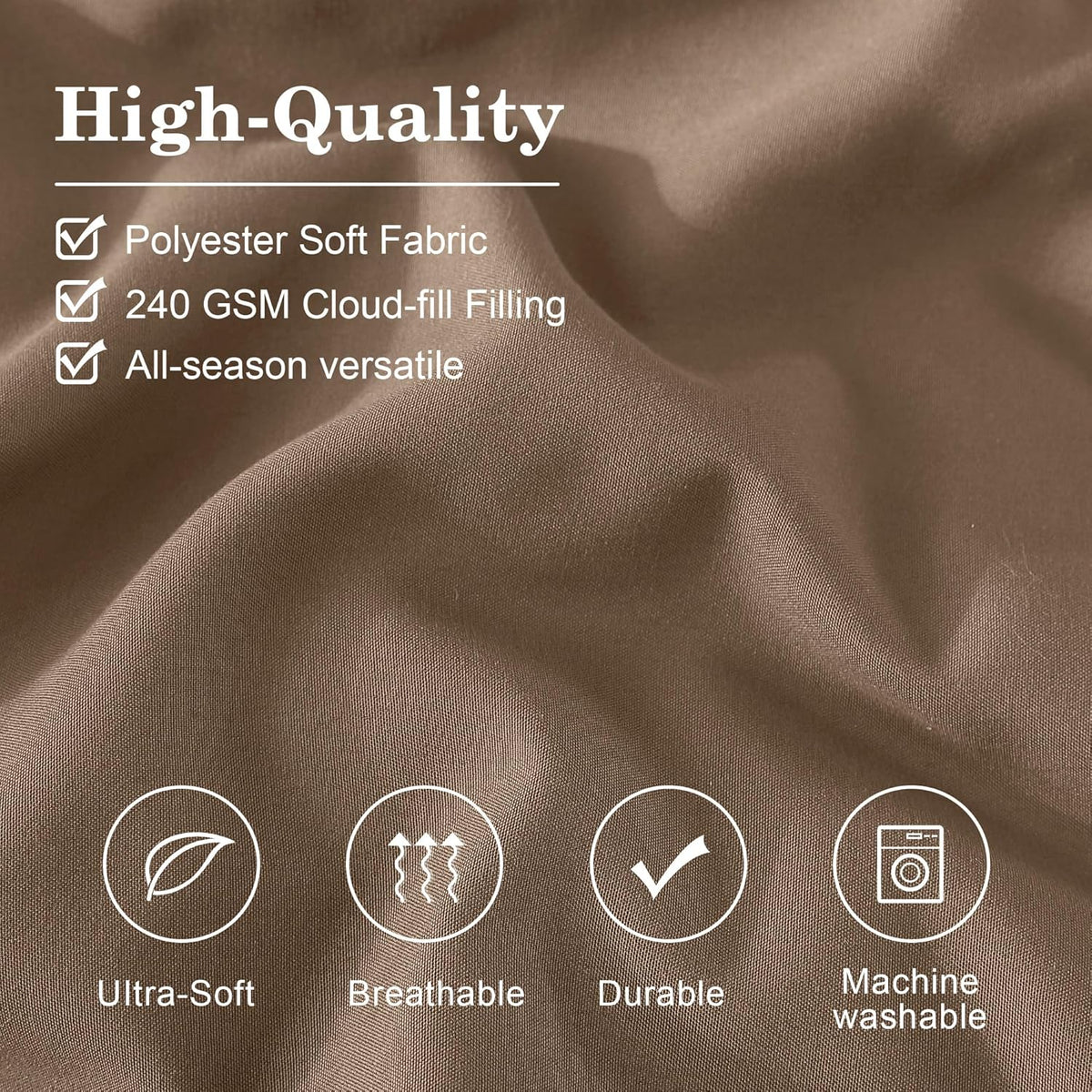 King Size Comforter Set-7 Pieces Brown Soft Bed in a Bag King Bedding Sets
