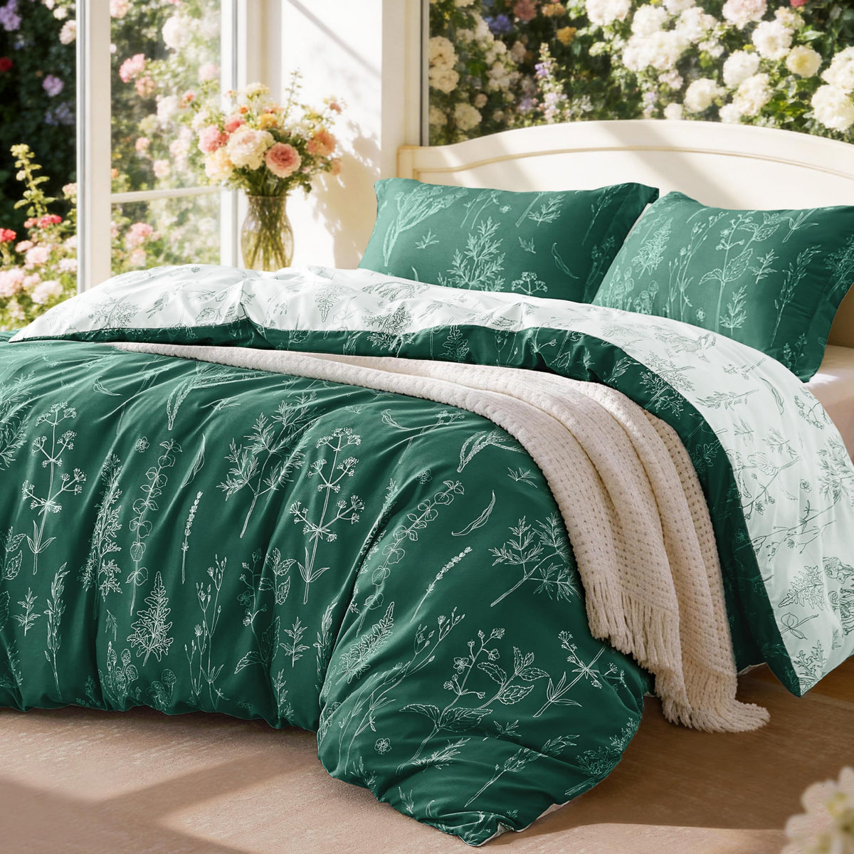 Love's cabin Floral Comforter Set Cute Bedding Full Reversible 3Pcs Pink
