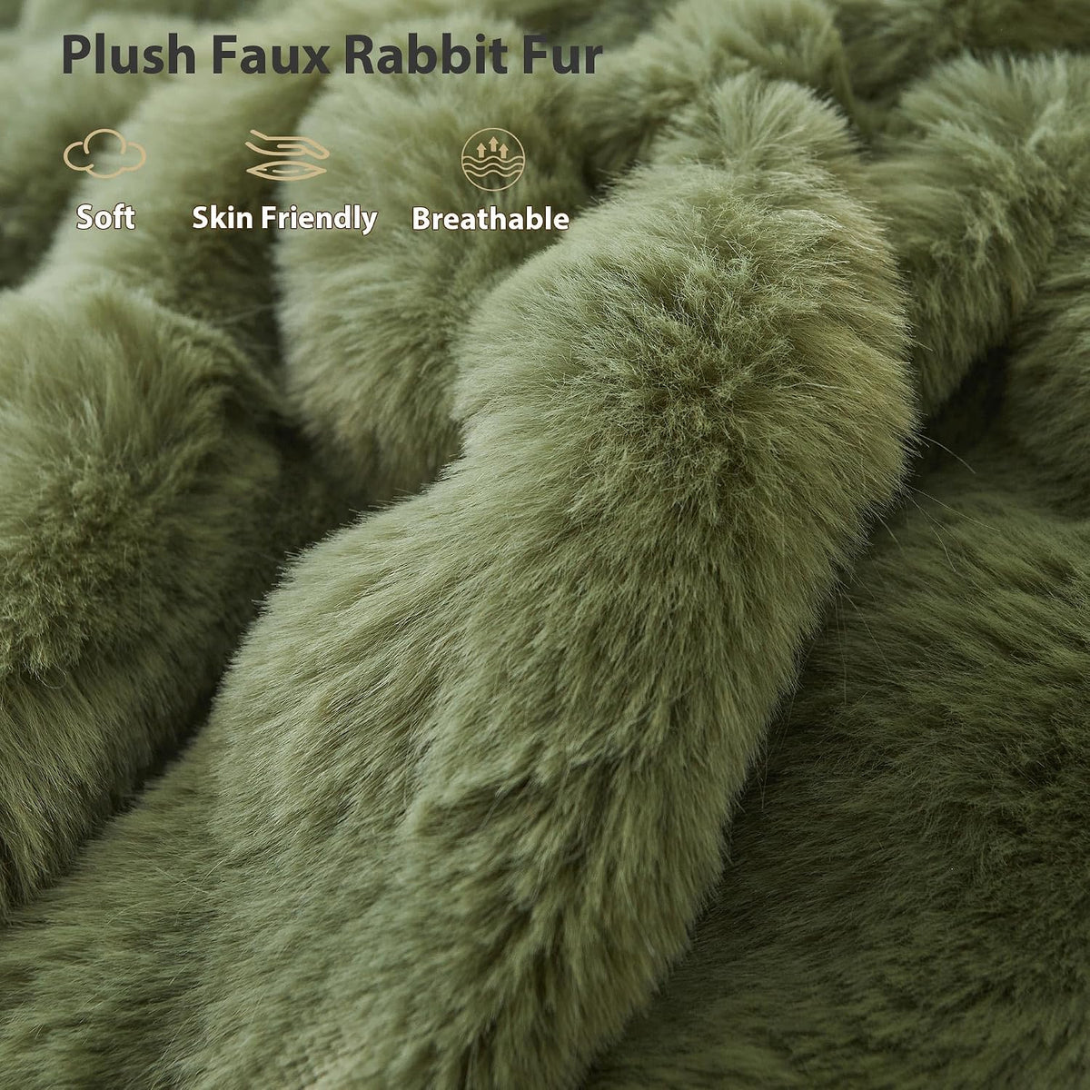 LIFEREVO Fluffy Faux Rabbit Fur Body Pillow Cover 20"x54", Sage Green