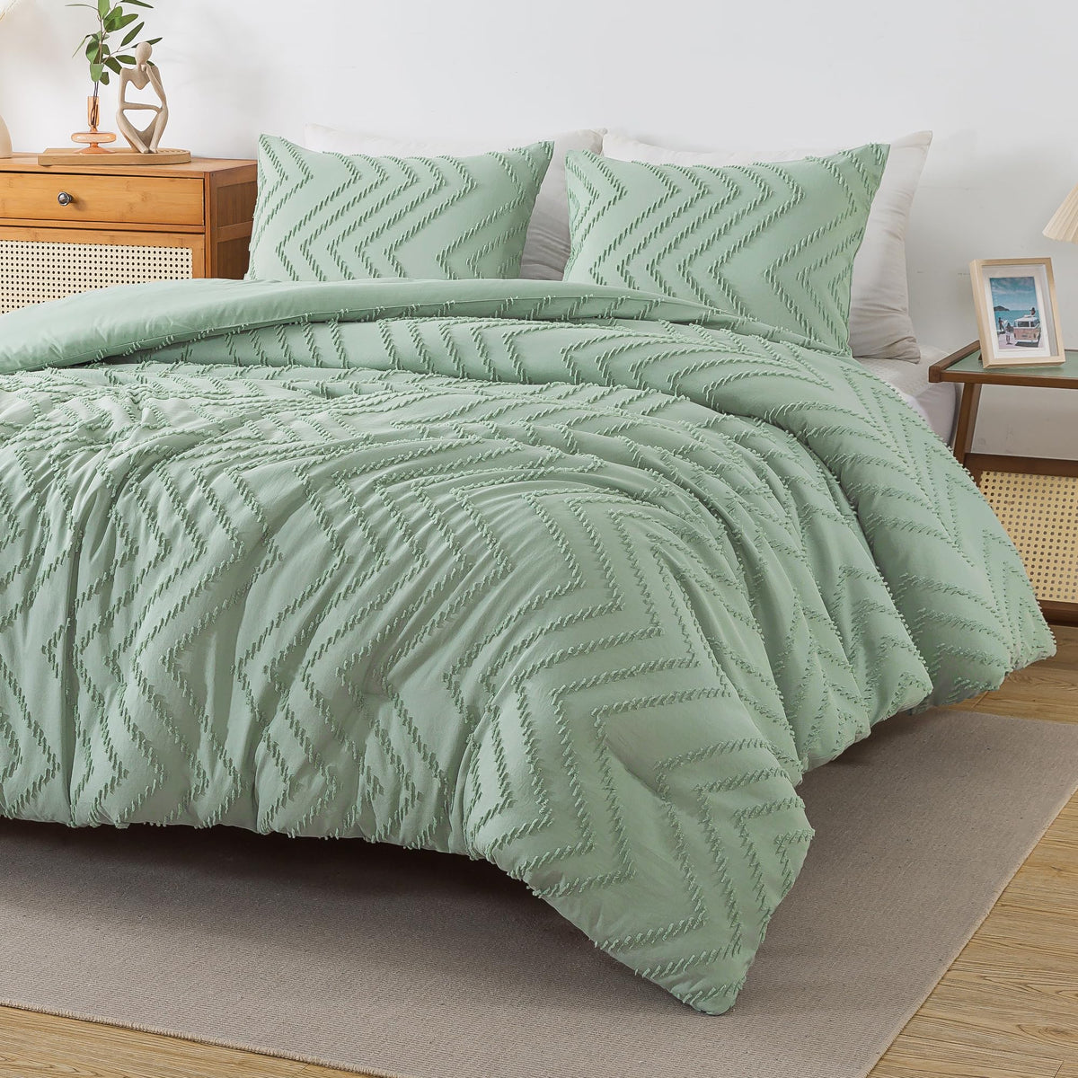 Andency Queen Comforter Set Beige, 3 Pieces Comforters Queen Size Bed Set