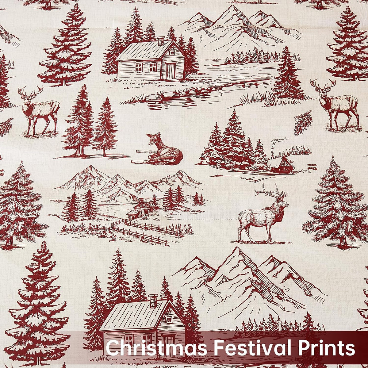 Yiran Red Christmas Comforter Set King, 7 Pieces Xmas Cabin Woods Bedding