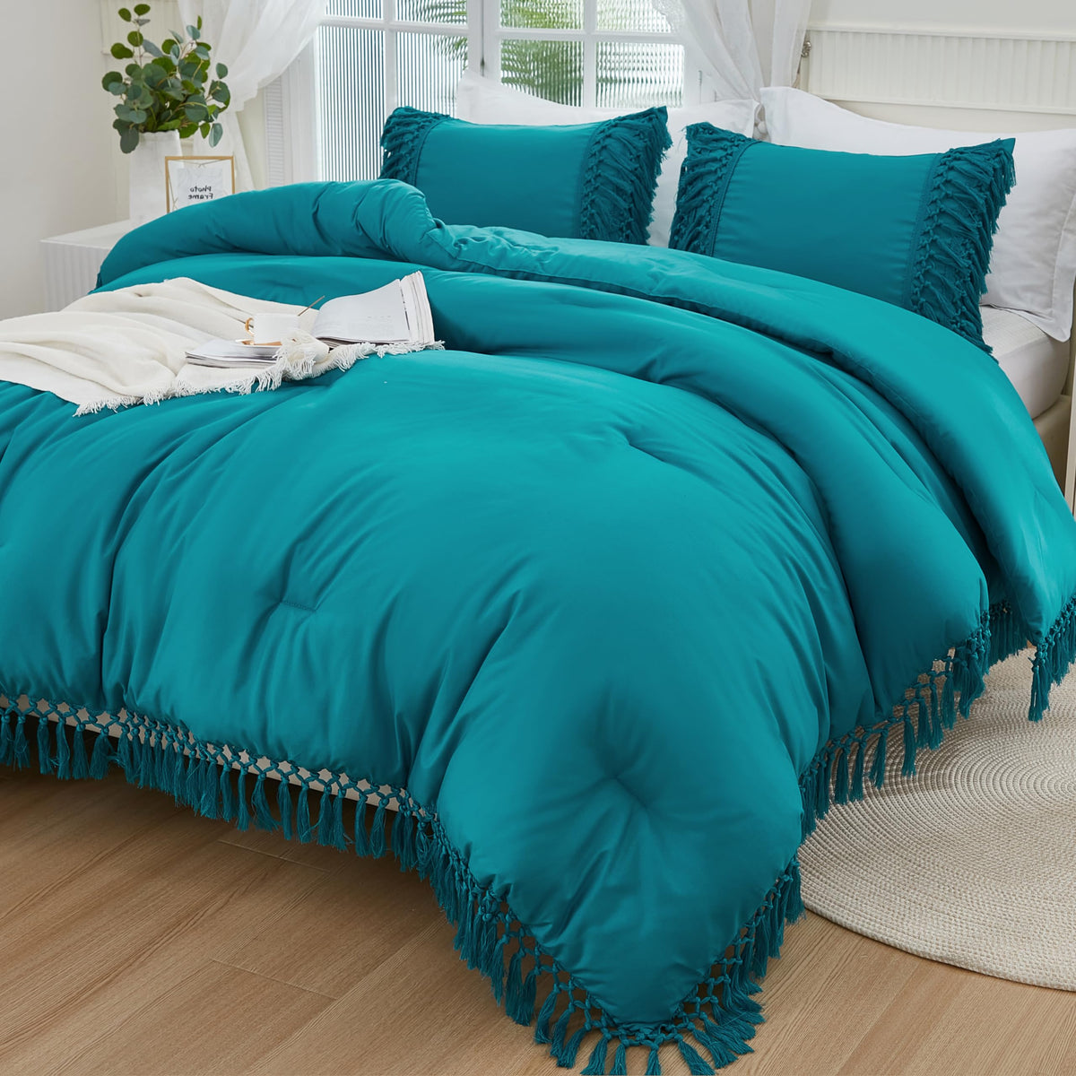 Andency Terracotta Comforter Set Full, 3 Pieces Boho Tassel Bedding