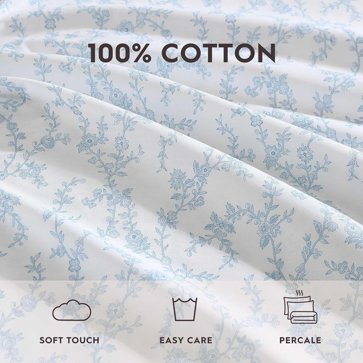 Laura Ashley - Standard Size Cotton Percale Pillowcase Set, 2 Pack