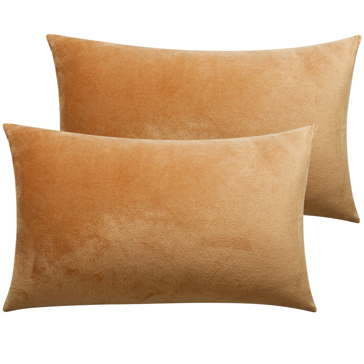 NTBAY King Velvet Pillowcases, Set of 2, Zipper, Camel