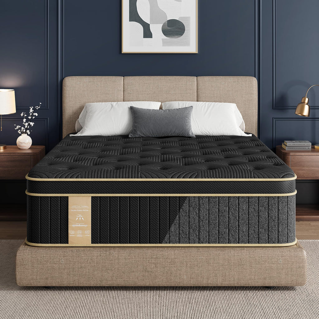King Size Mattress,12 Inch King Mattress in a Box for Back Pain Relief, Upgrade Memory Foam and Pocket Coils Spring, Medium Firm, Excellent Motion Isolation, Edge Support, 80x76x12