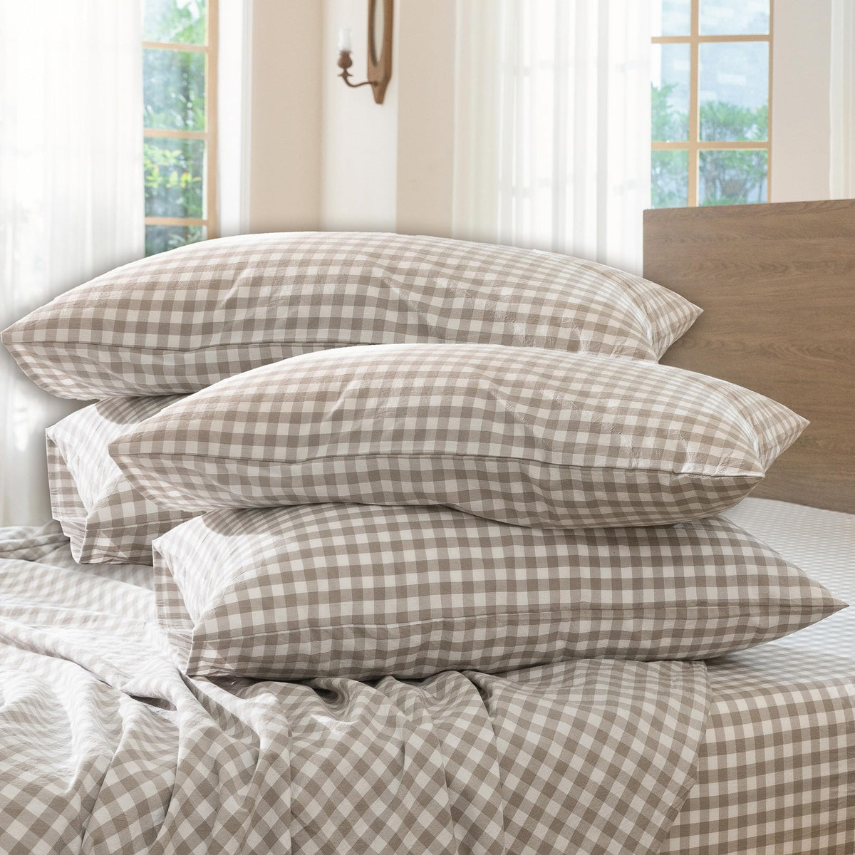 MOOMEE Pillowcase Set of 2 100% Washed Cotton Linen-Like King