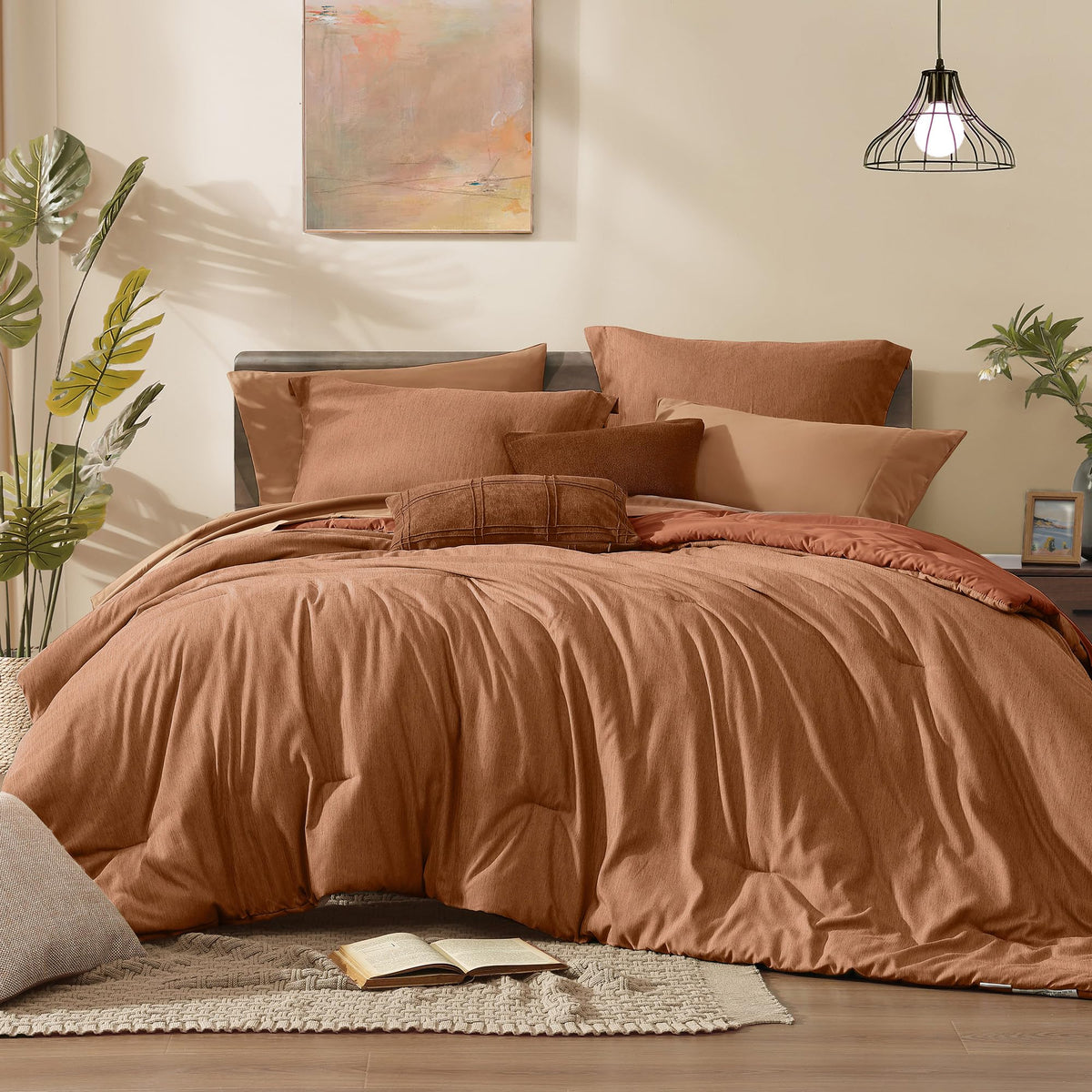 Monbix King Size Comforter Set Sage Green 7 Pieces Bed in a Bag