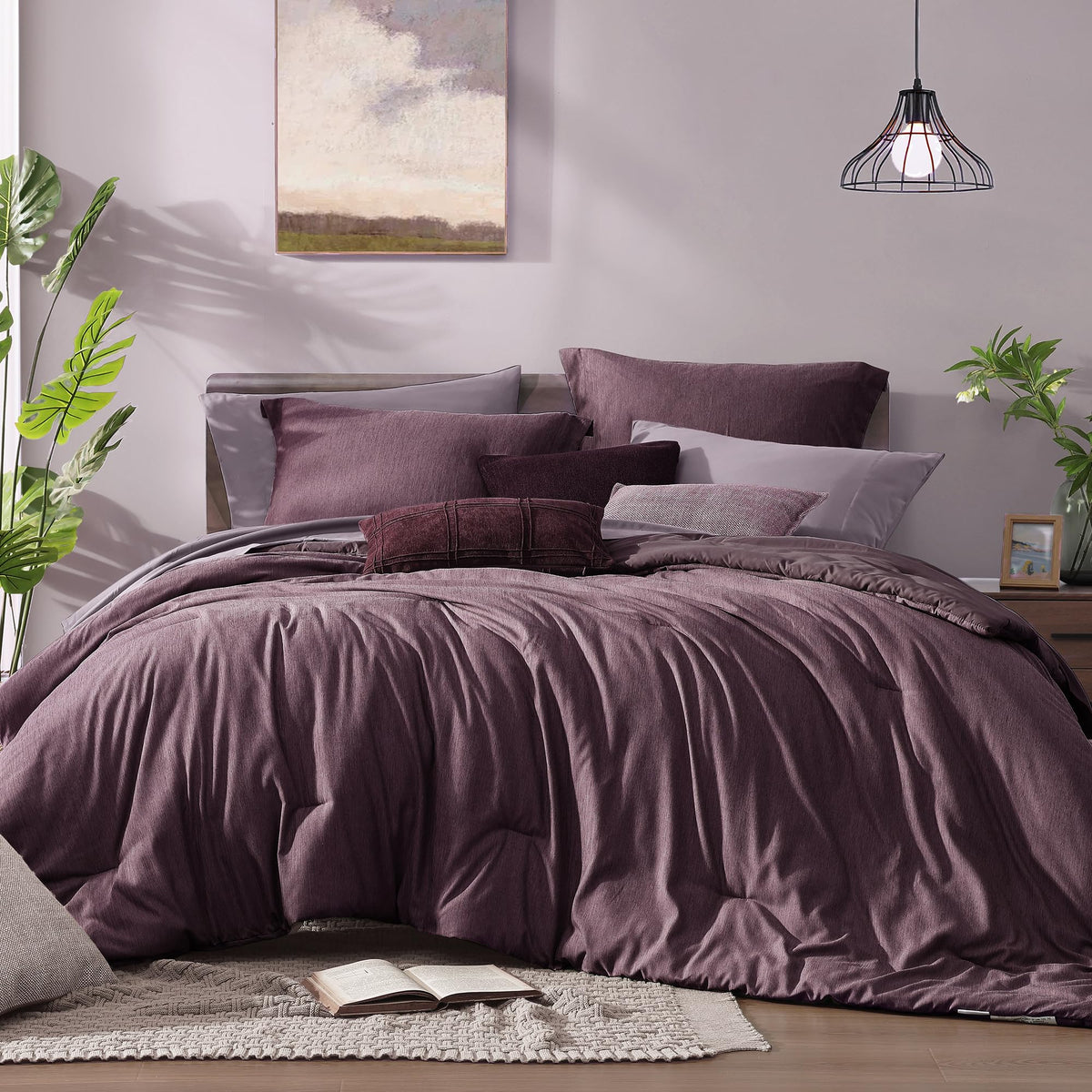 Monbix Queen Comforter Set Deep Forest 7 Pieces Bed in a Bag