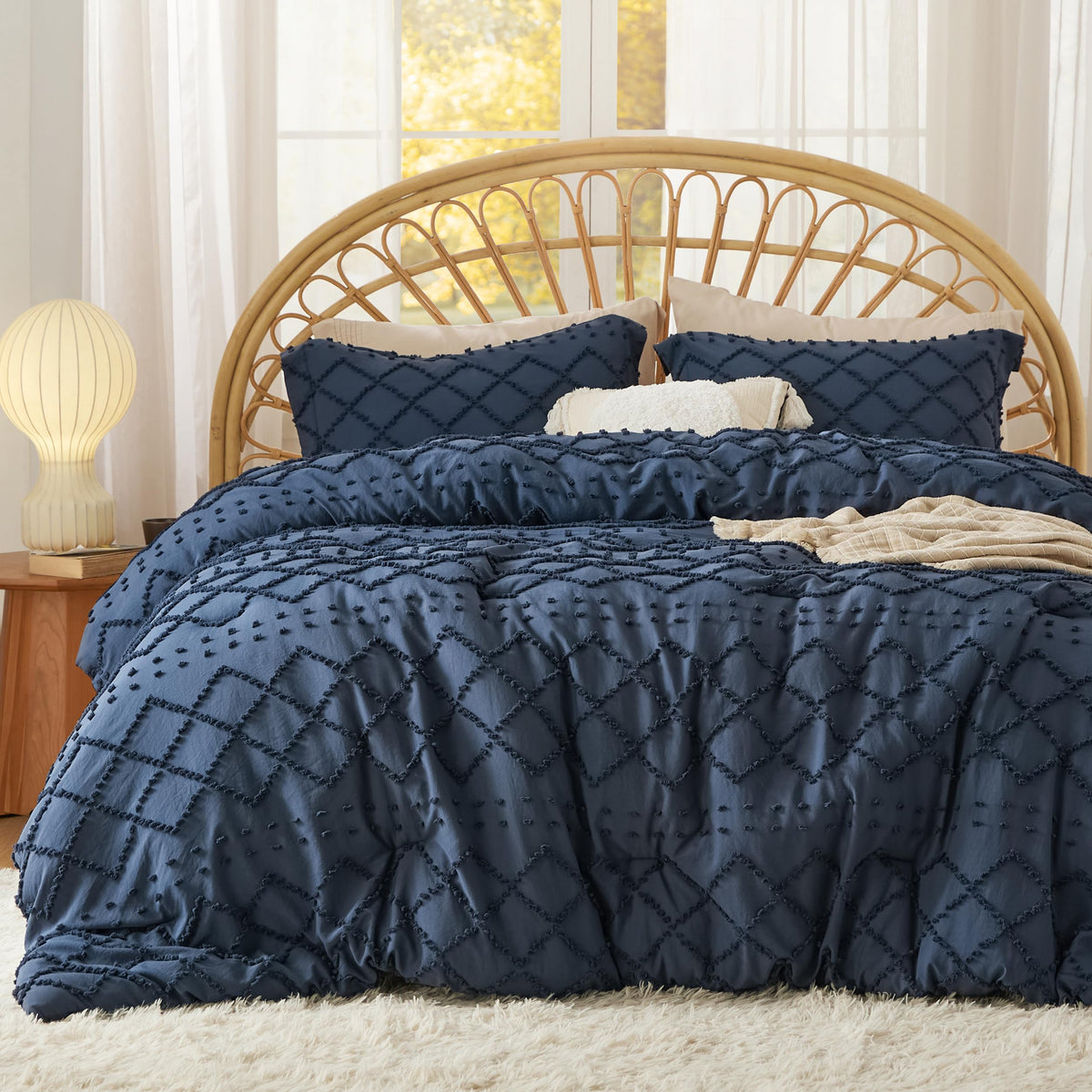 Bedsure Boho Tufted Beige Comforter Set, Oversized King