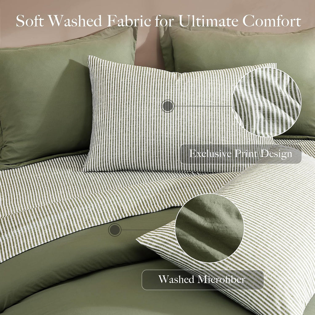 Monbix Queen Comforter Set - 7 Pieces Soft Bed in a Bag Queen Bedding Sets