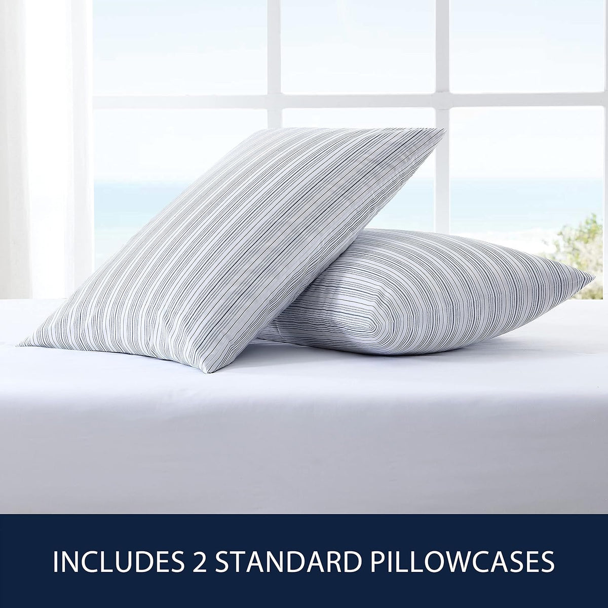 Nautica - Standard Cotton Percale Pillowcase Set, 2-Pack