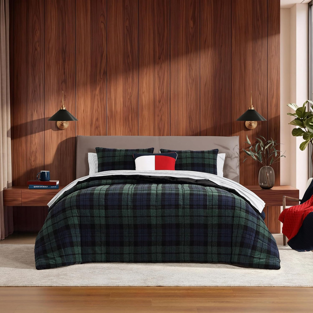 Tommy Hilfiger - Queen Comforter Set with Shams, Reversible Plush Bedding
