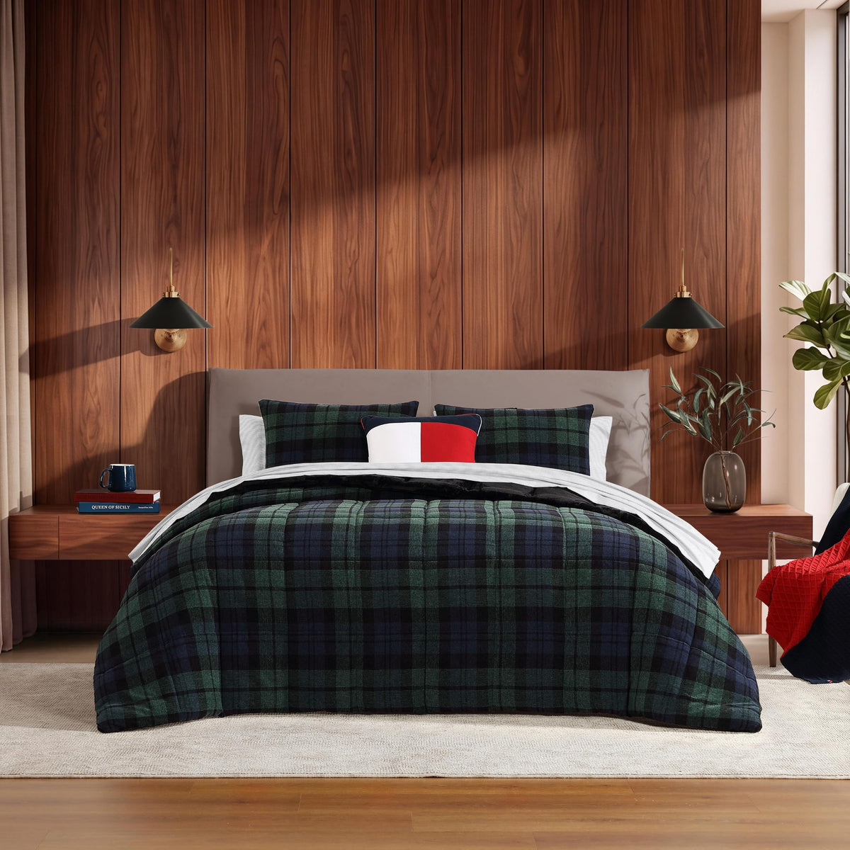 Tommy Hilfiger - Queen Comforter Set with Shams, Reversible Plush Bedding
